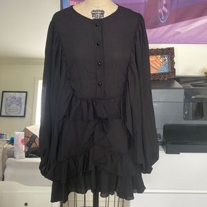 3/$20 Black ruffle dress with puffy sleeves